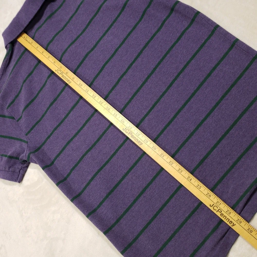 Polo Ralph Lauren Short Sleeve Shirt Mens Large Purple Green Striped Cotton